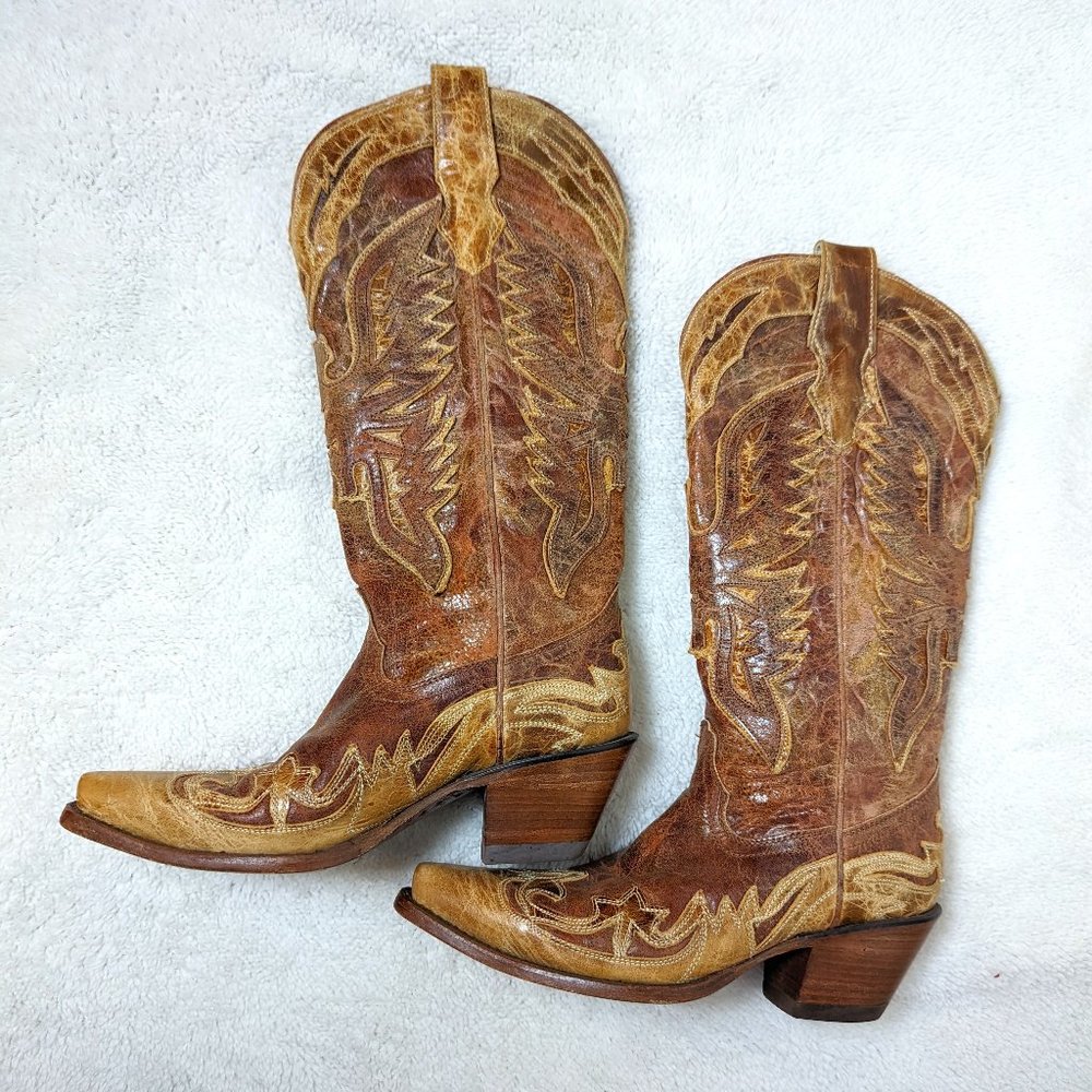 CORRAL WOMEN'S CRACKLE DISTRESSED ANTIQUE SADDLE BOOT R2227 - Size 6M